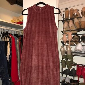 Lulu's velvet pink dress midi
